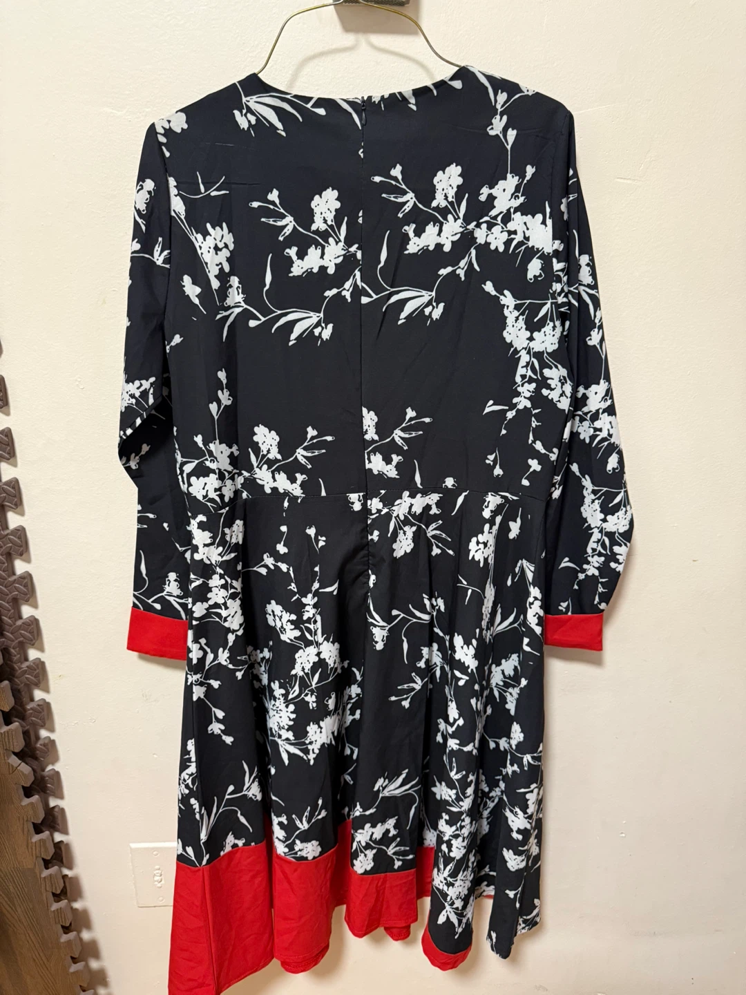 Black Floral Dress with Red Accents - photo 4