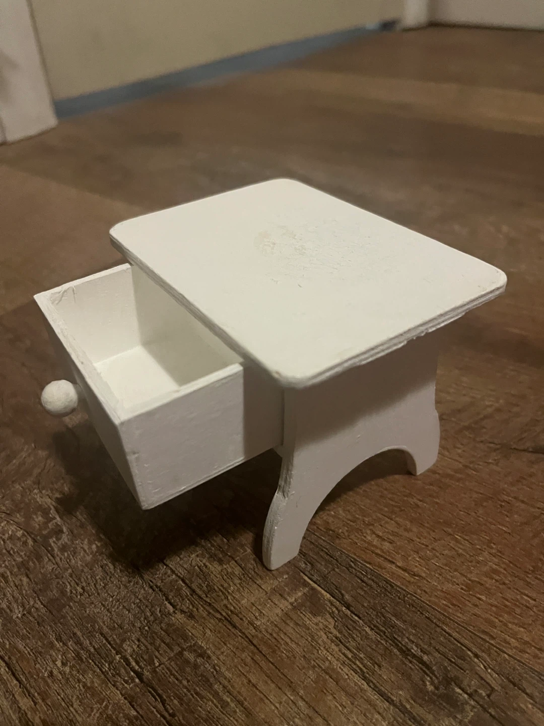 White Wooden Nightstand with Drawer - photo 3