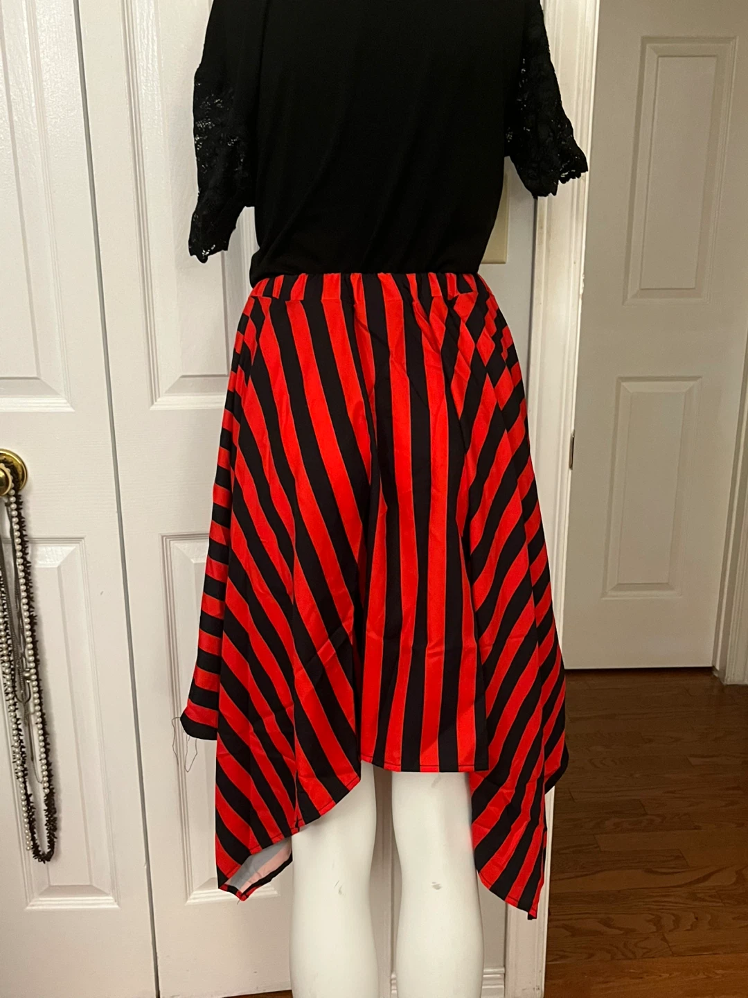 Red and Black Striped Asymmetrical Skirt - photo 5