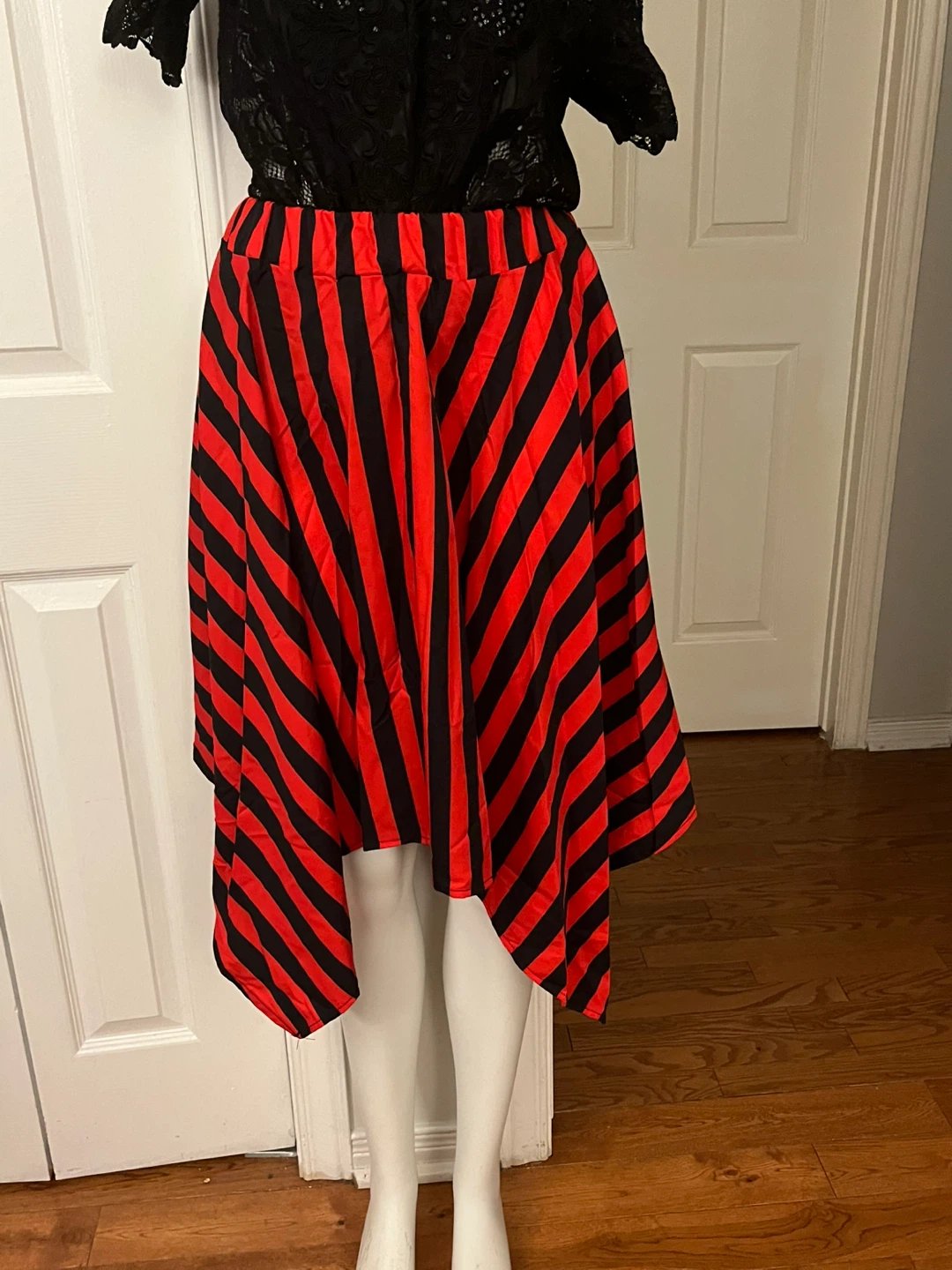 Red and Black Striped Asymmetrical Skirt - photo 3
