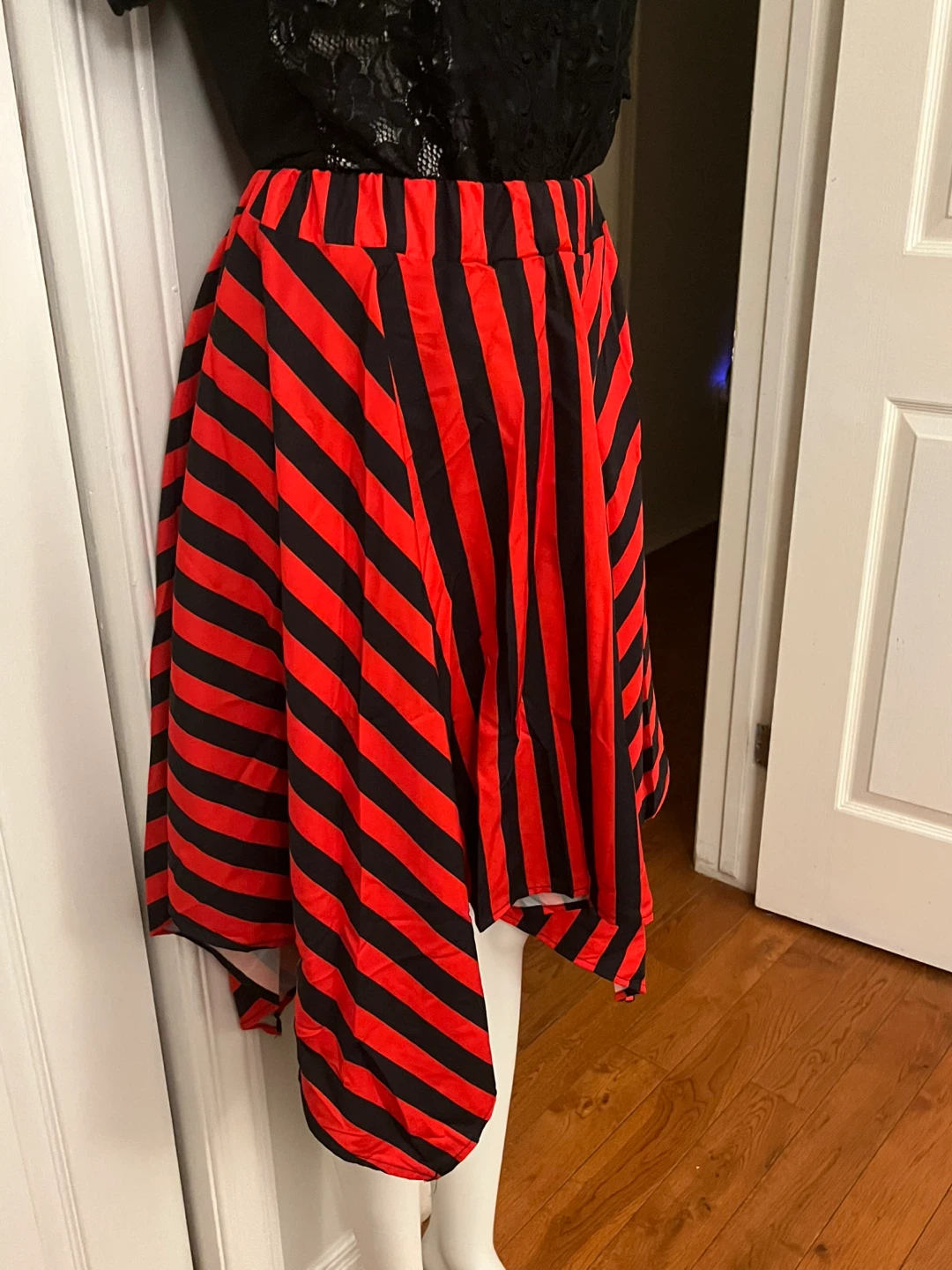 Red and Black Striped Asymmetrical Skirt - photo 4