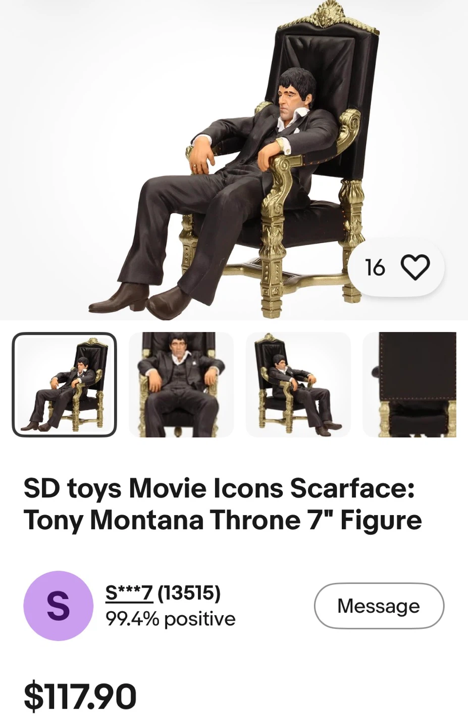 SD Toys Movie Icons Scarface Tony Montana 7" Throne Figure - photo 5