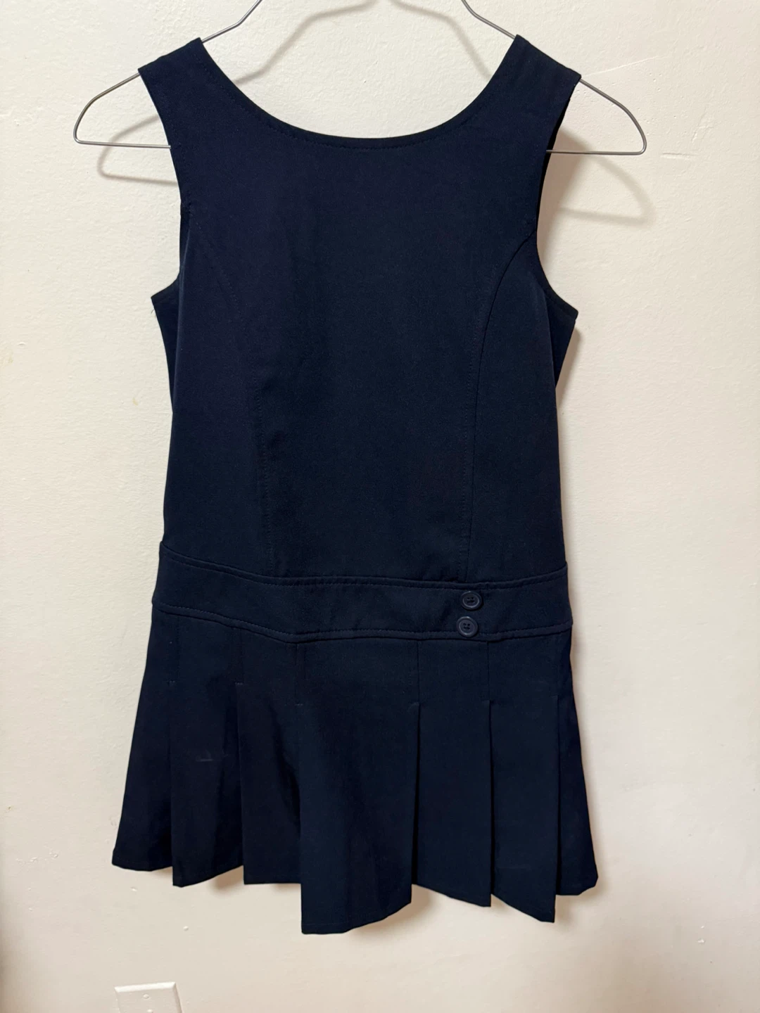 George - navy blue pinafore dress with pleats