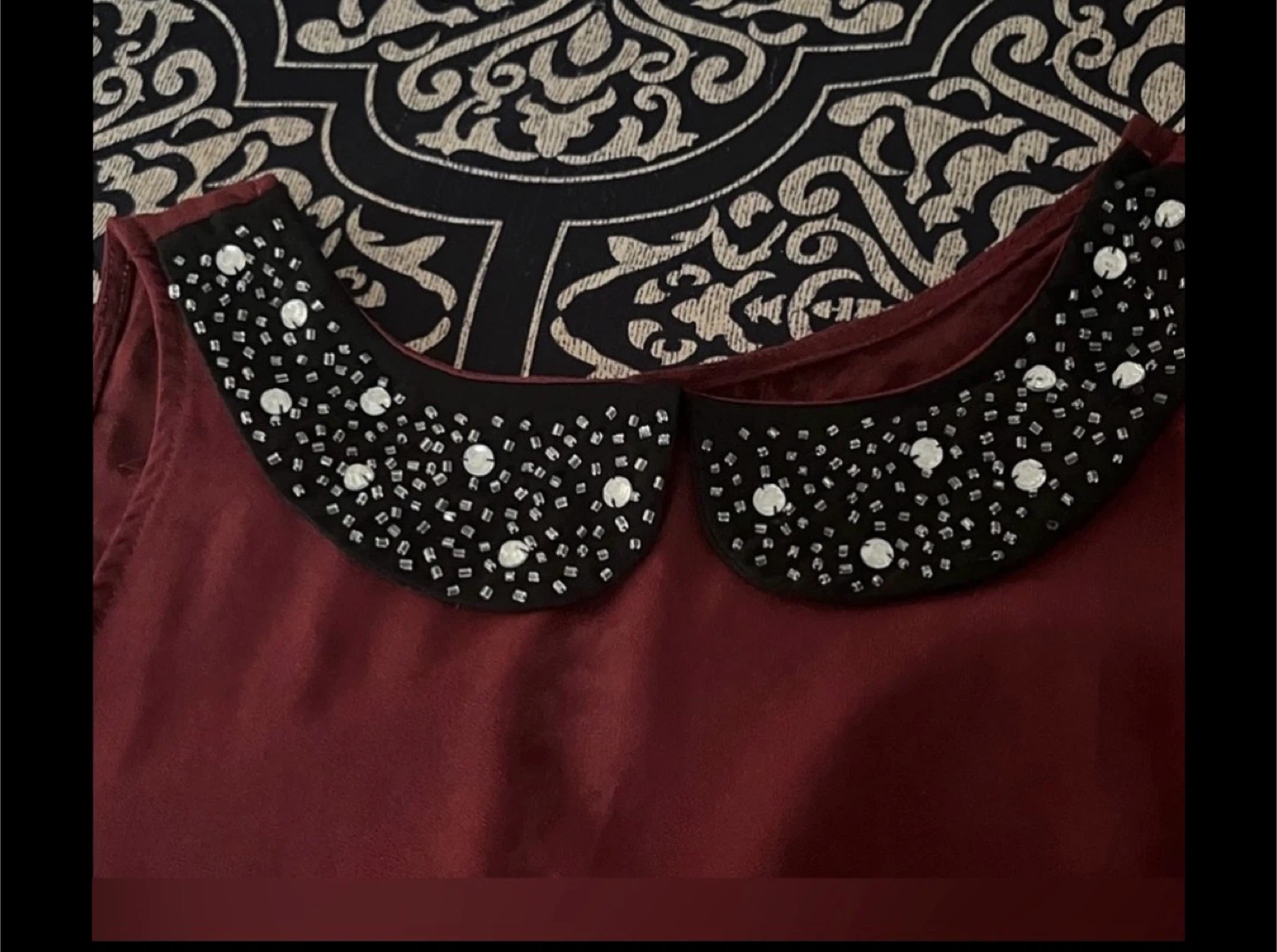 Ardene Women's Burgundy Beaded Collar Sleeveless Top - photo 2