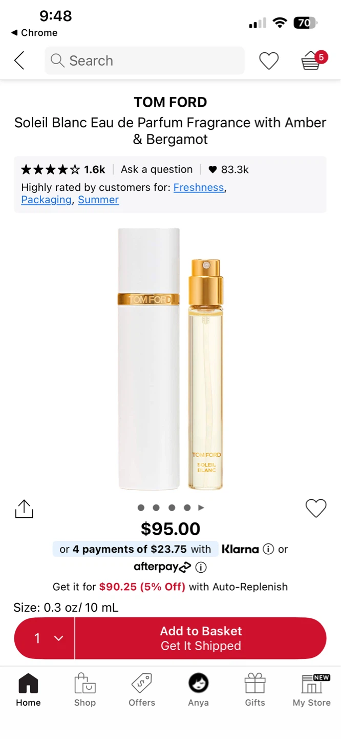 BNIB Tom Ford Soleil Blanc Eau de Parfum Travel Spray - photo 2