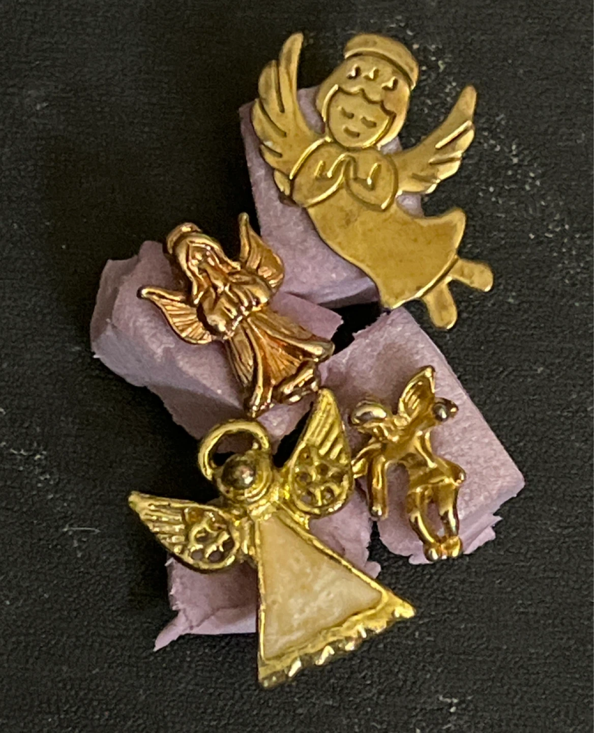 Set of 4 Gold-Tone Angel Pins