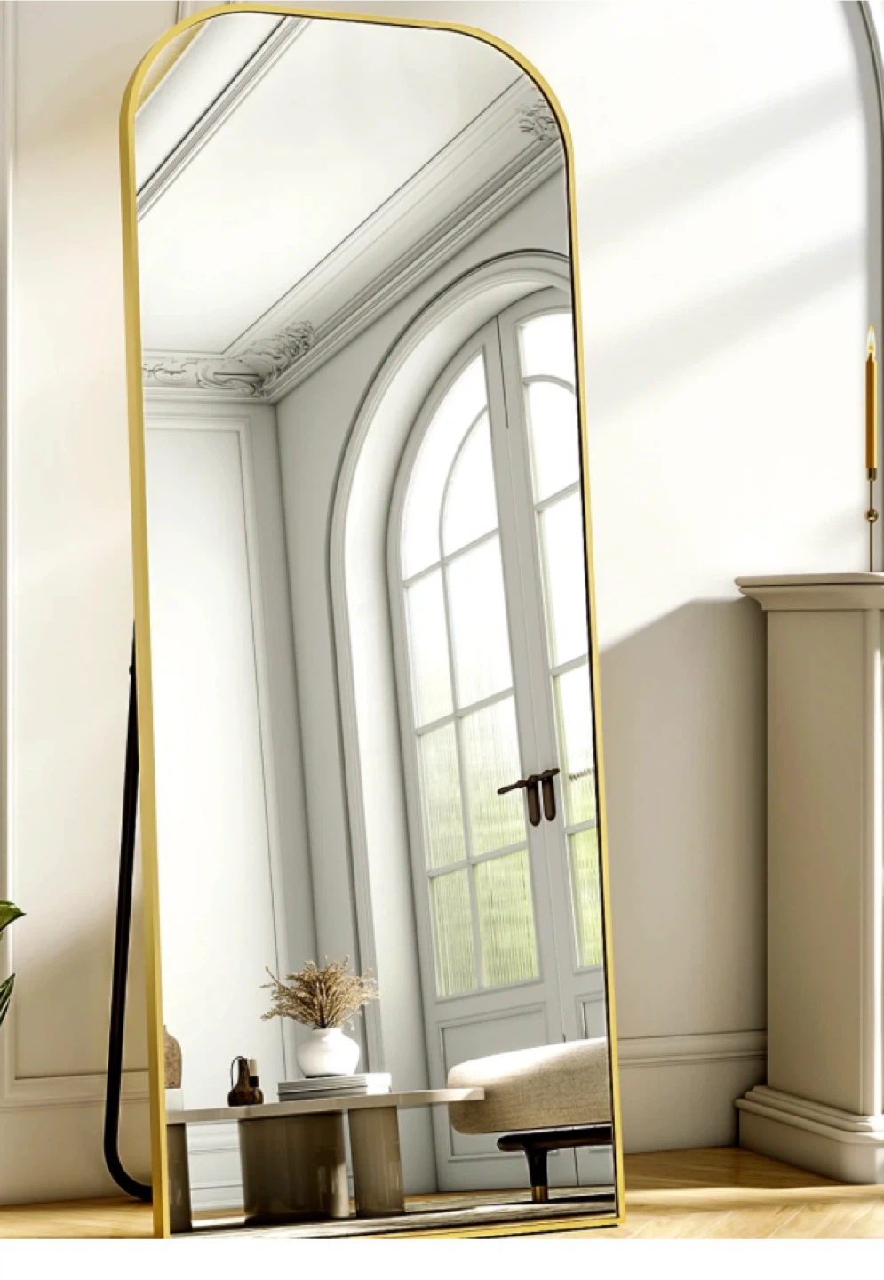 Full Length Arch Mirror with Gold Frame
