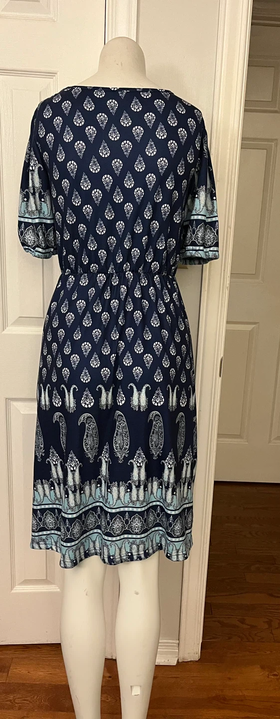 Navy Blue Paisley Print Dress size medium - photo 4