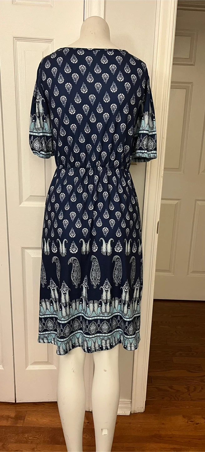 Navy Blue Paisley Print Dress size medium - photo 5