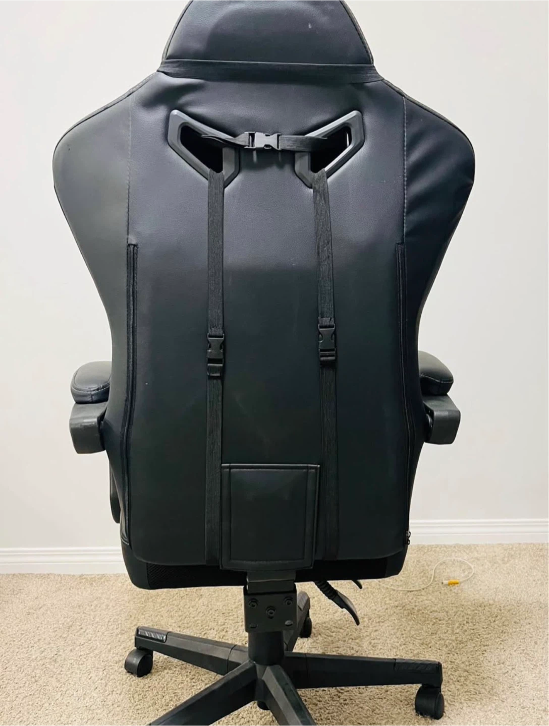 Black Gaming Chair with massager Lumbar Support and Footrest - photo 3