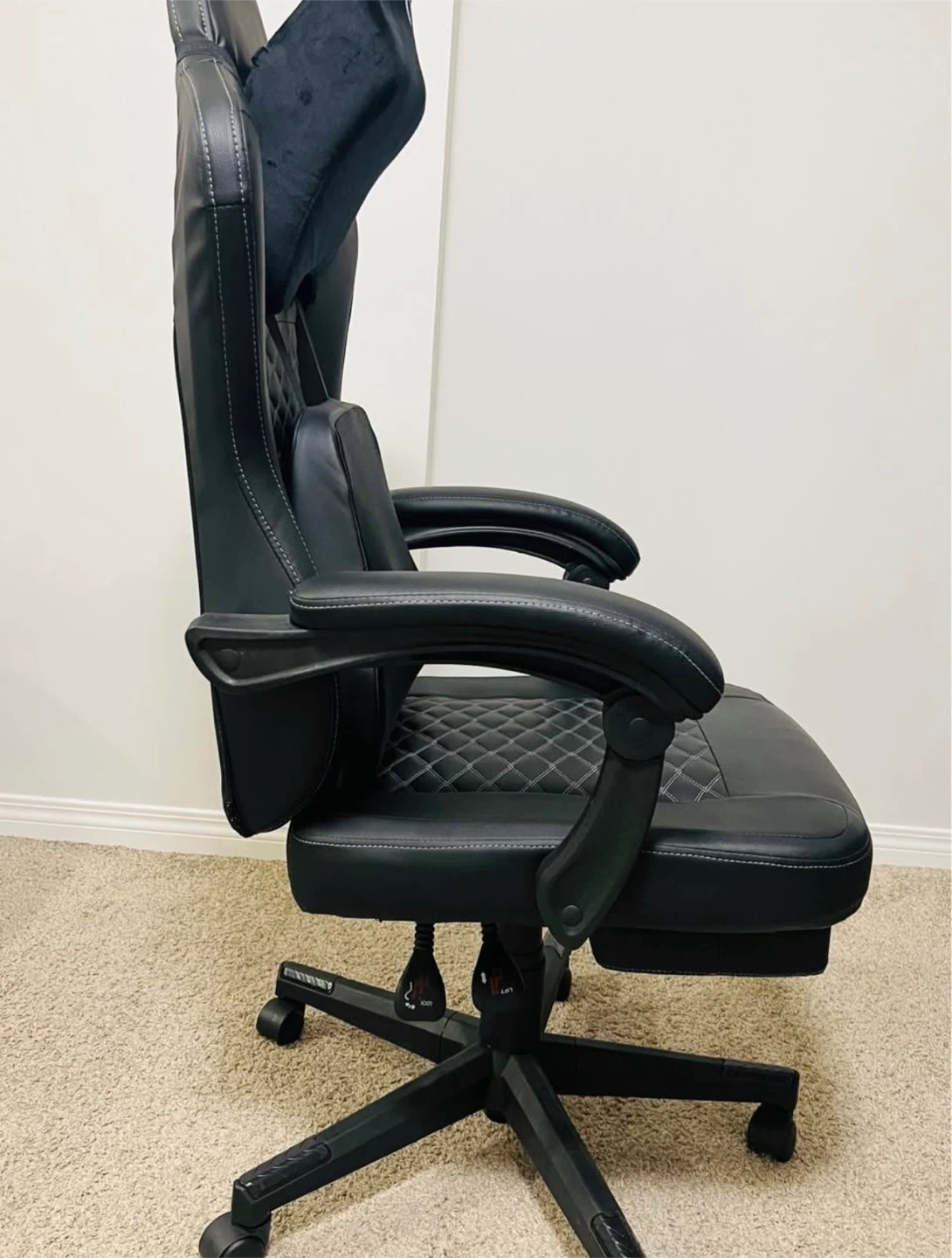 Black Gaming Chair with massager Lumbar Support and Footrest - photo 4