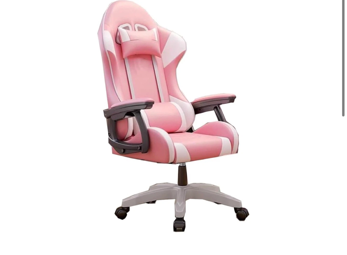 Pink Gaming Chair with Lumbar Pillow and Headrest