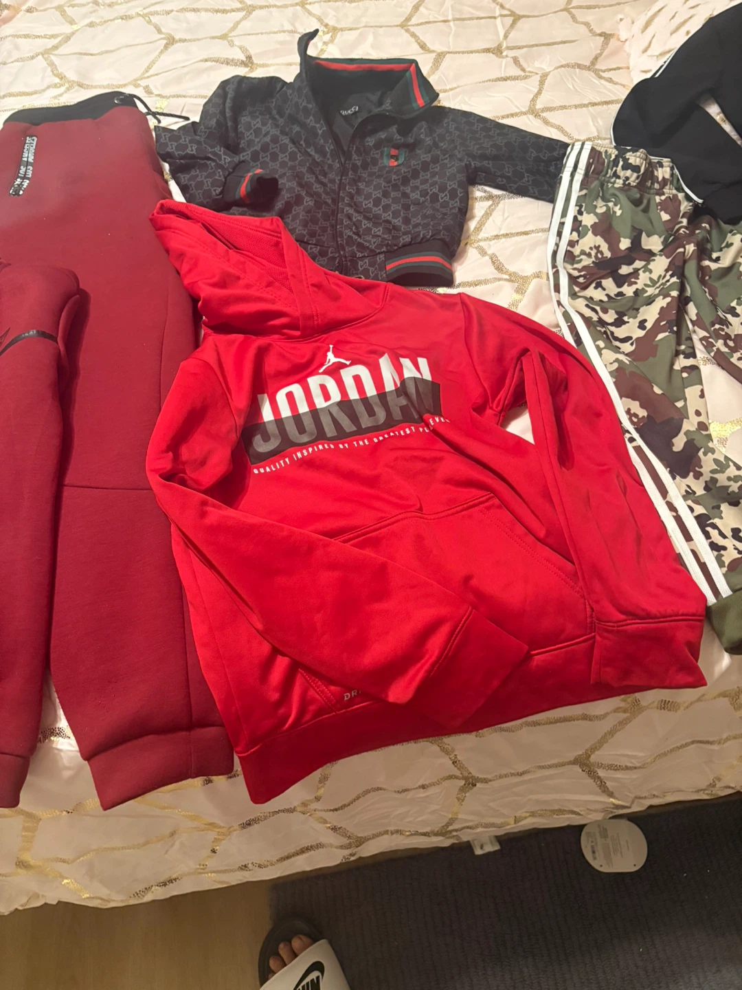 Jordan Red Hoodie Adidas pants suit, guss - photo 3
