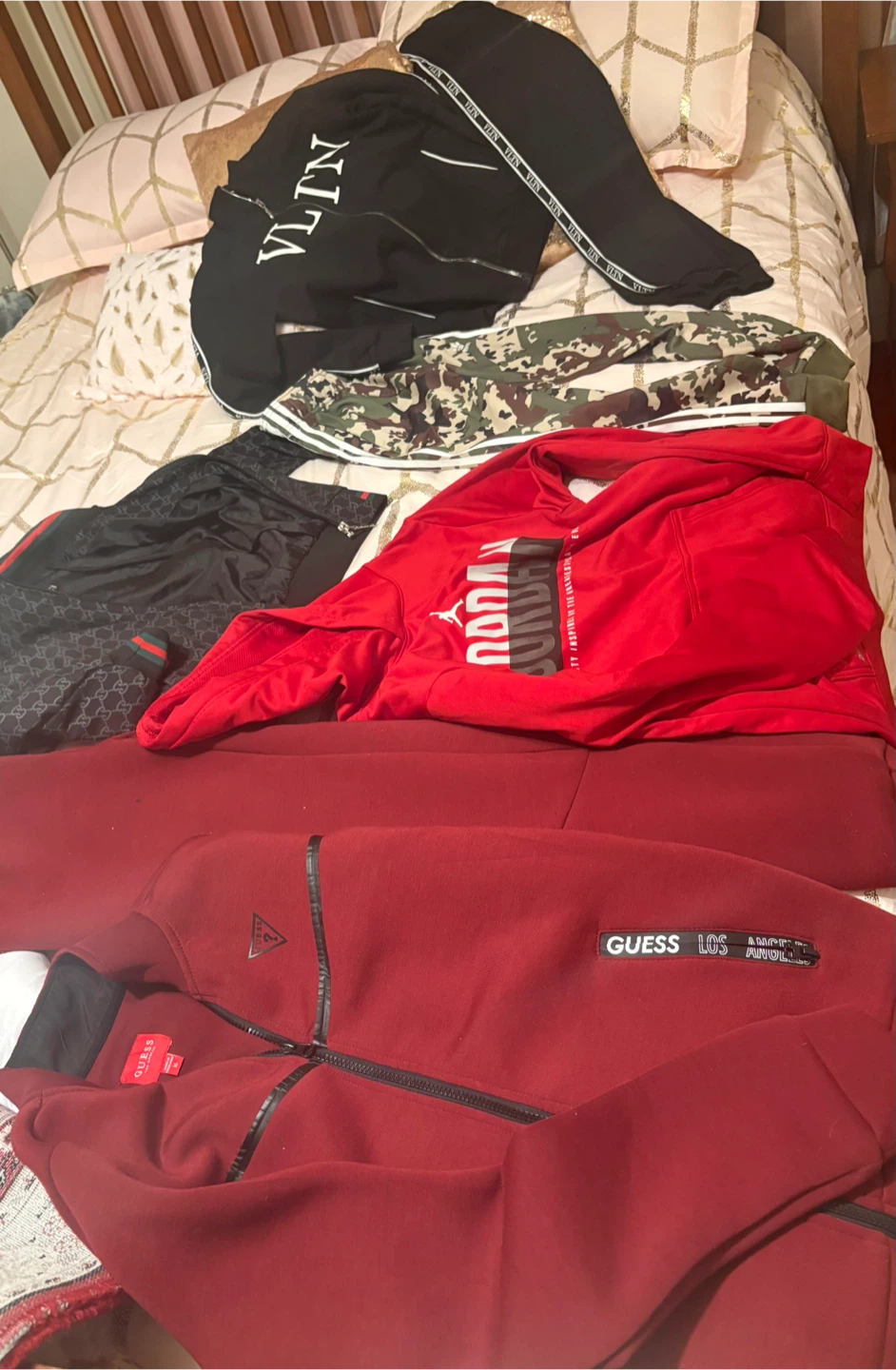 Jordan Red Hoodie Adidas pants suit, guss