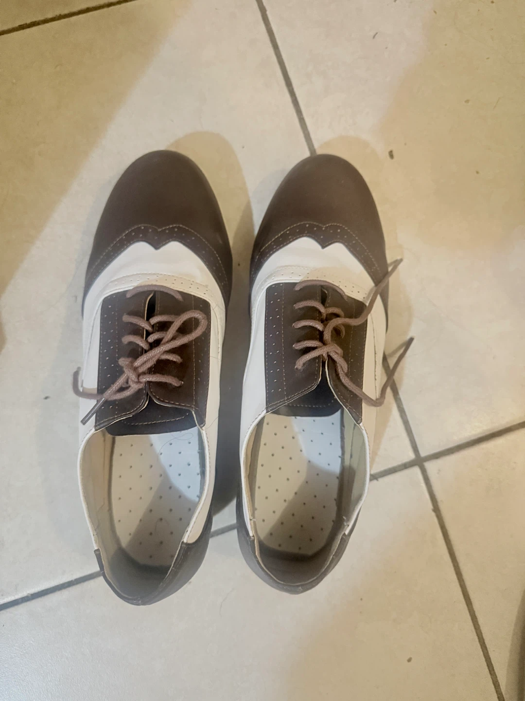 Men's Wingtip Oxford Dress Shoes Brown White