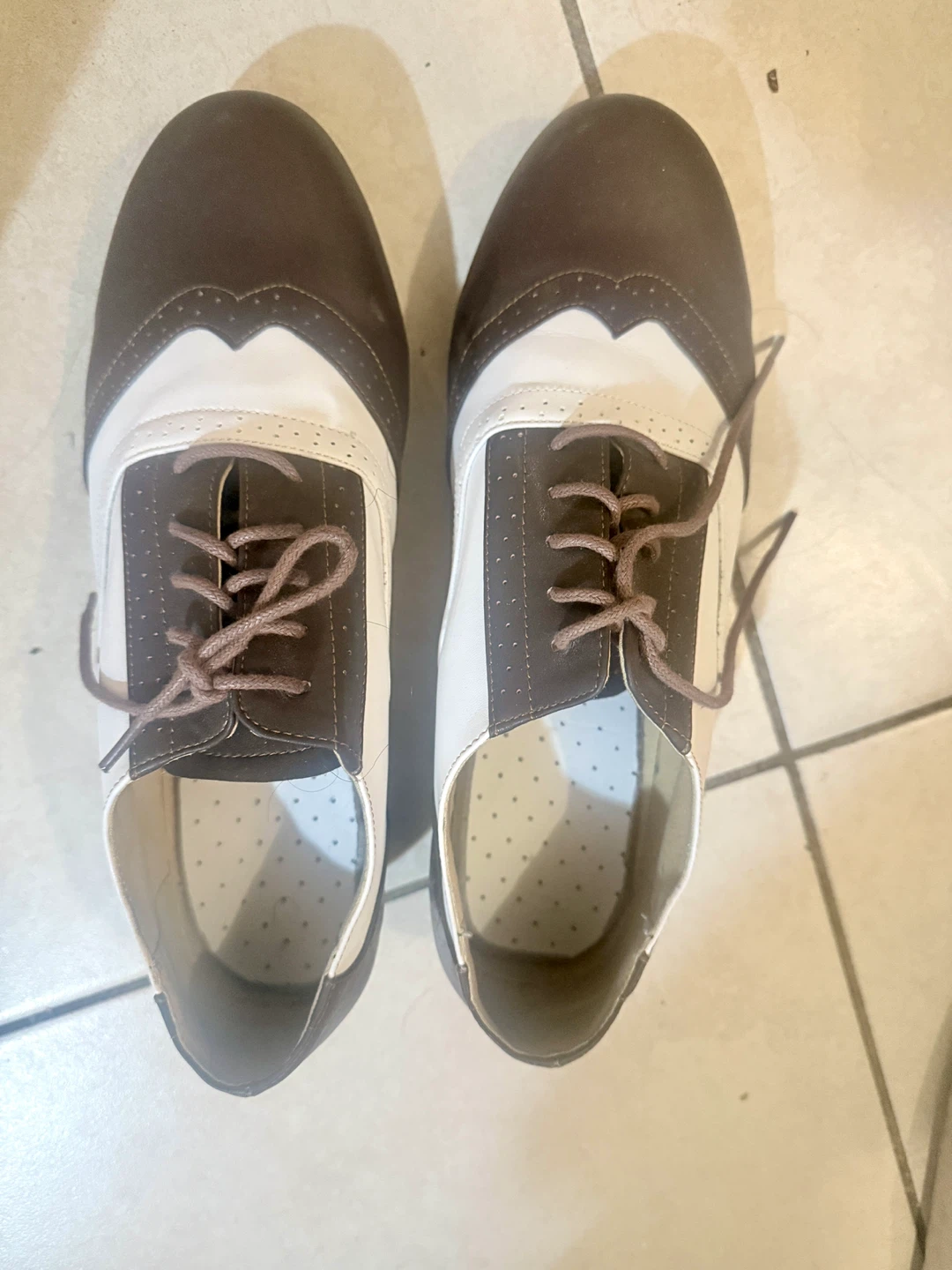 Men's Wingtip Oxford Dress Shoes Brown White - photo 2