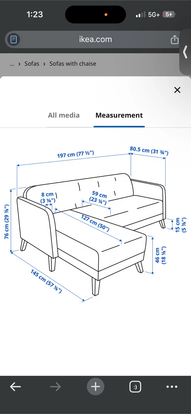 IKEA LINANÄS Sofa with Chaise - Dark Gray - photo 2