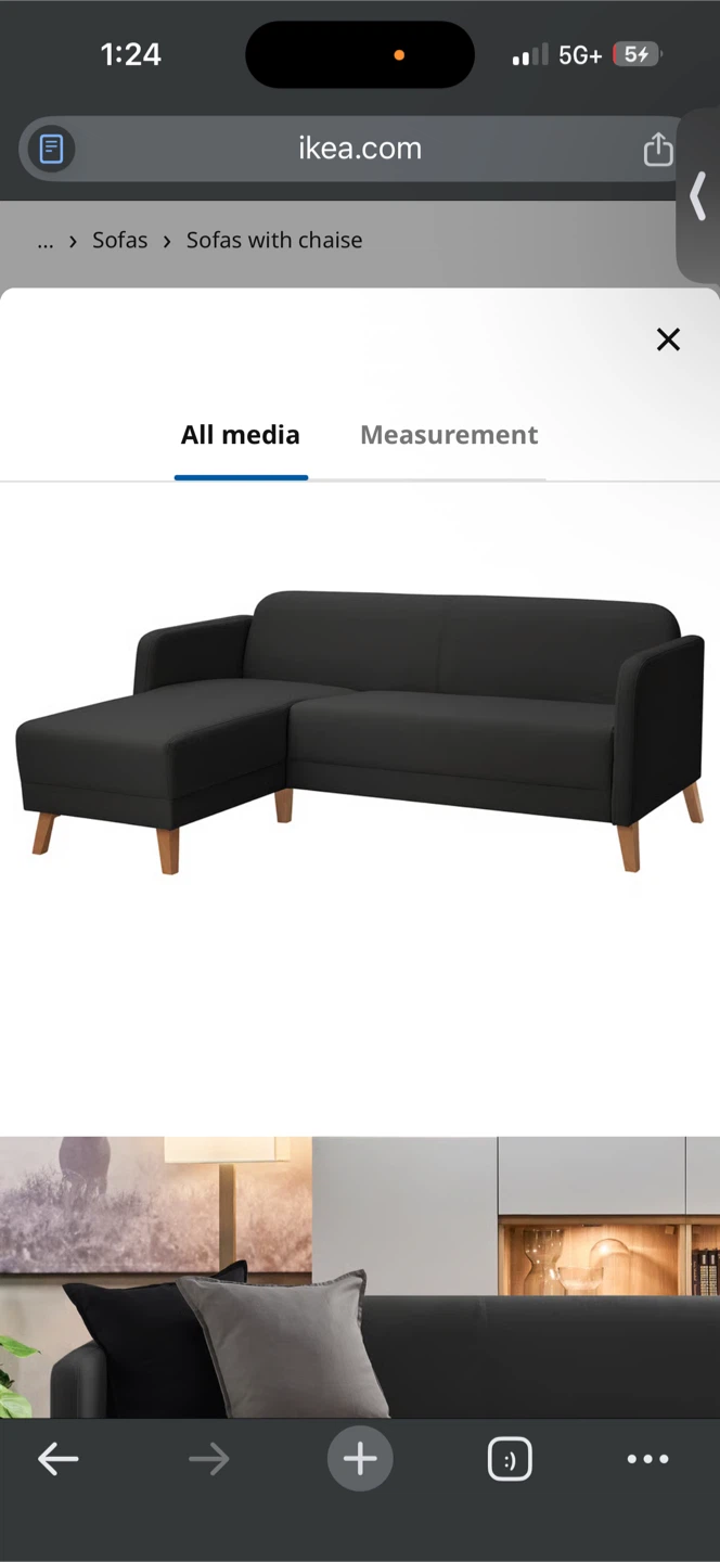 IKEA LINANÄS Sofa with Chaise - Dark Gray - photo 3