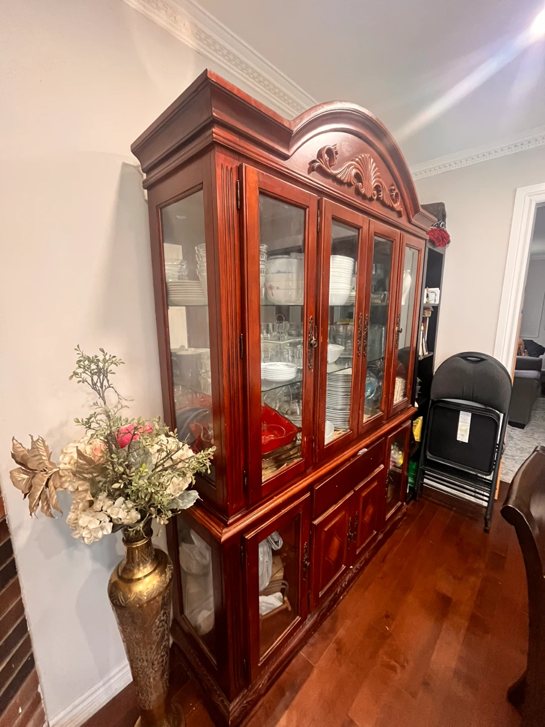 Wooden China Cabinet with Glass Doors