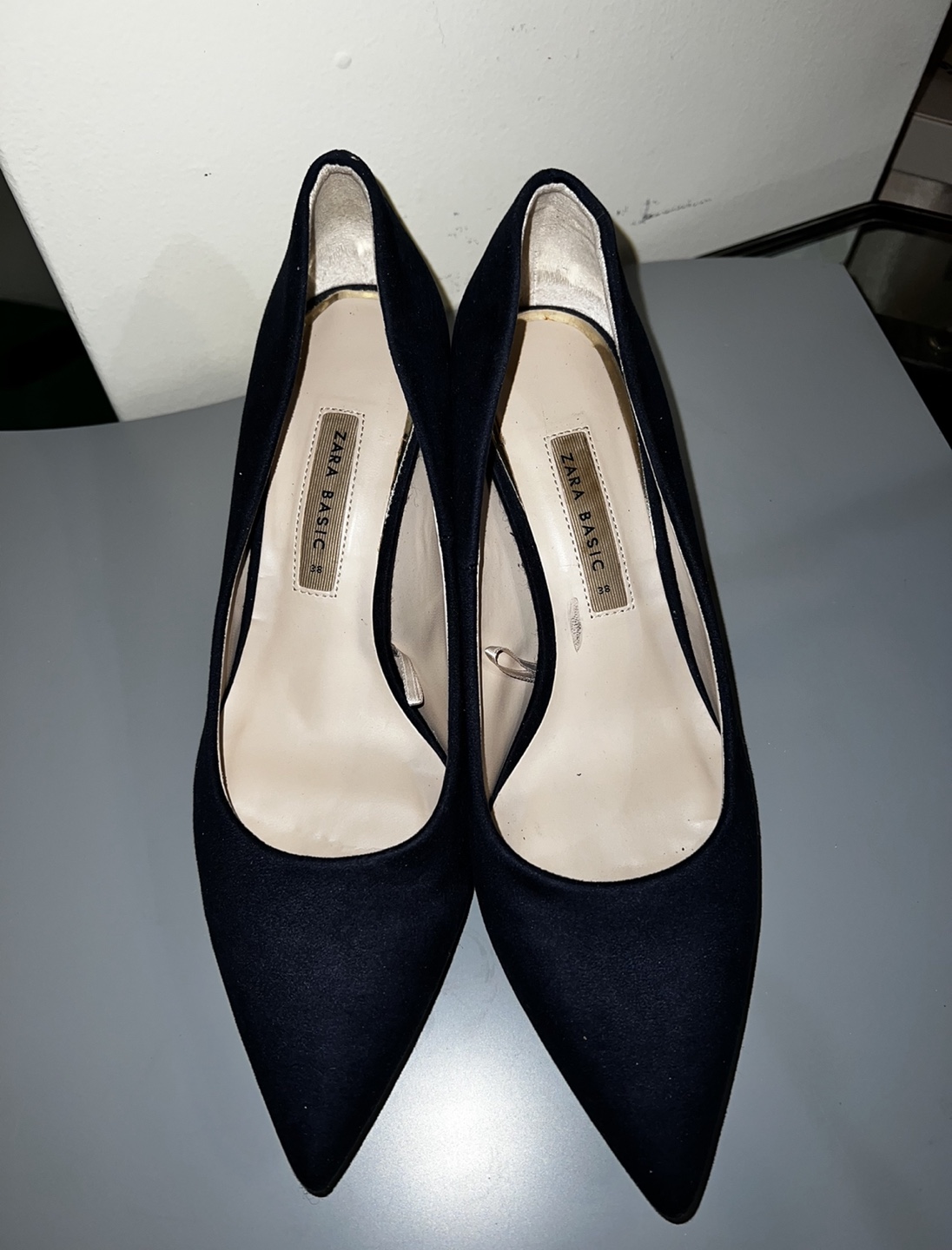 Zara Basic Navy Blue Heels - Size 38