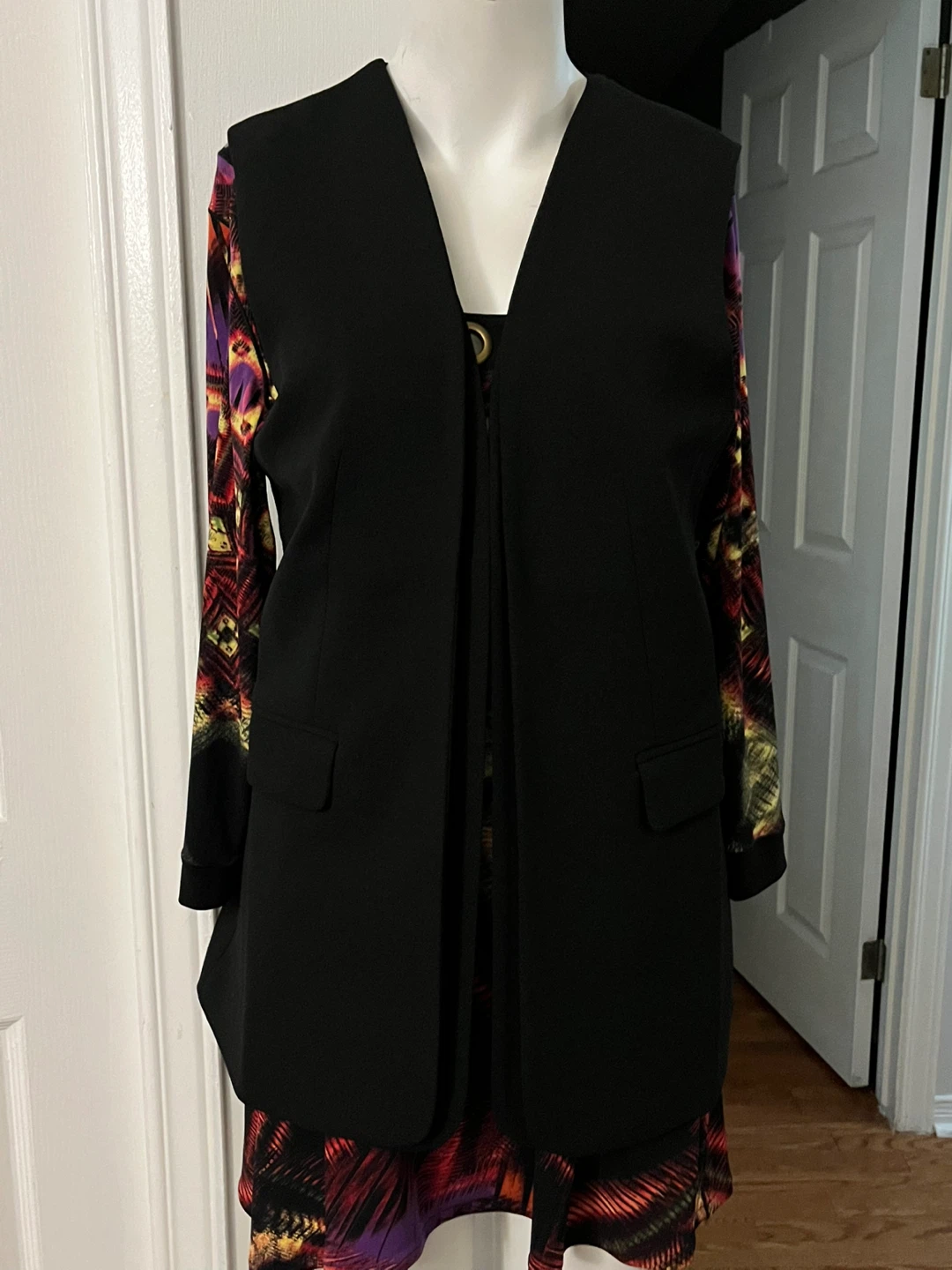 RICKI'S Black Sleeveless Vest with Colorful Print Sleeves - photo 2