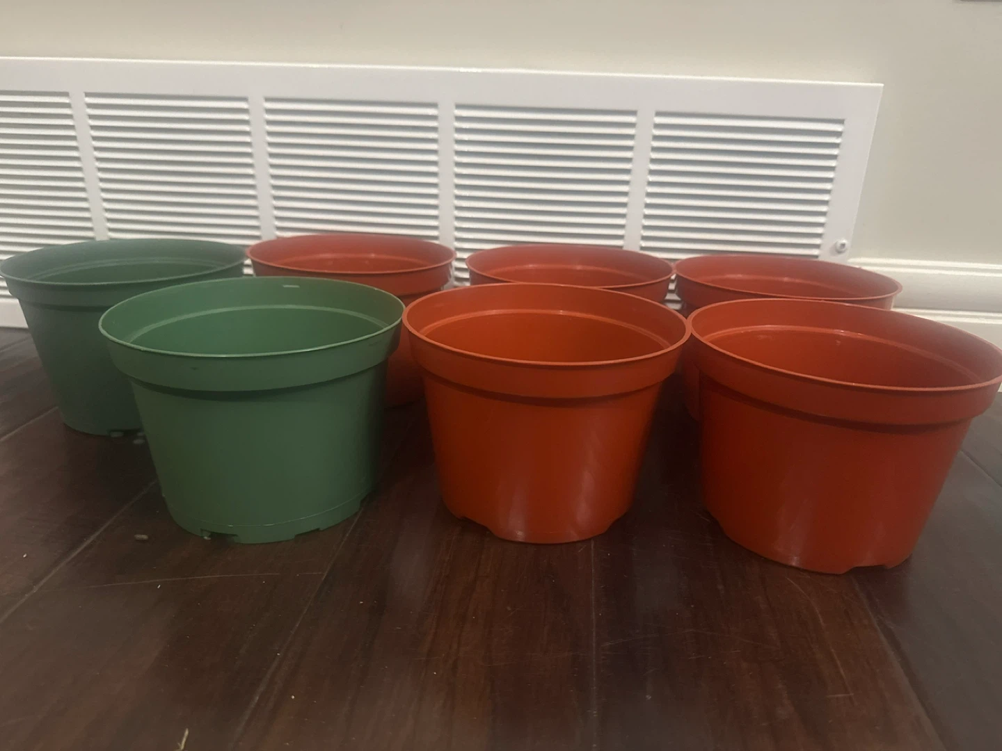 Set of 7 Plastic Plant Pots - Green & Terra Cotta