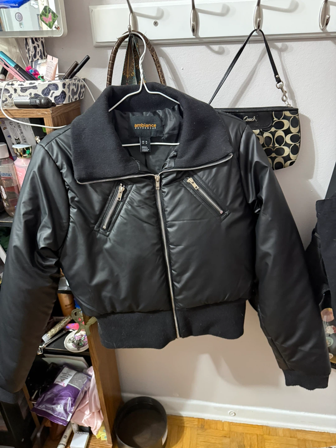 Ambiance Outerwear Black Bomber Jacket