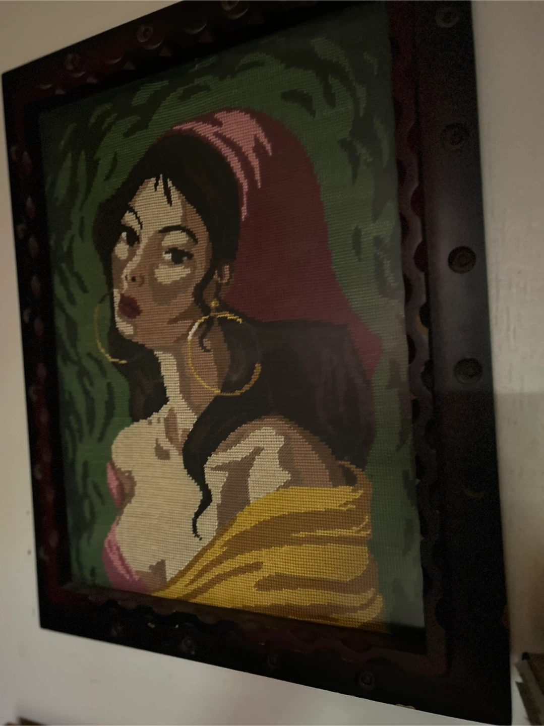 Framed Needlepoint Art of Woman