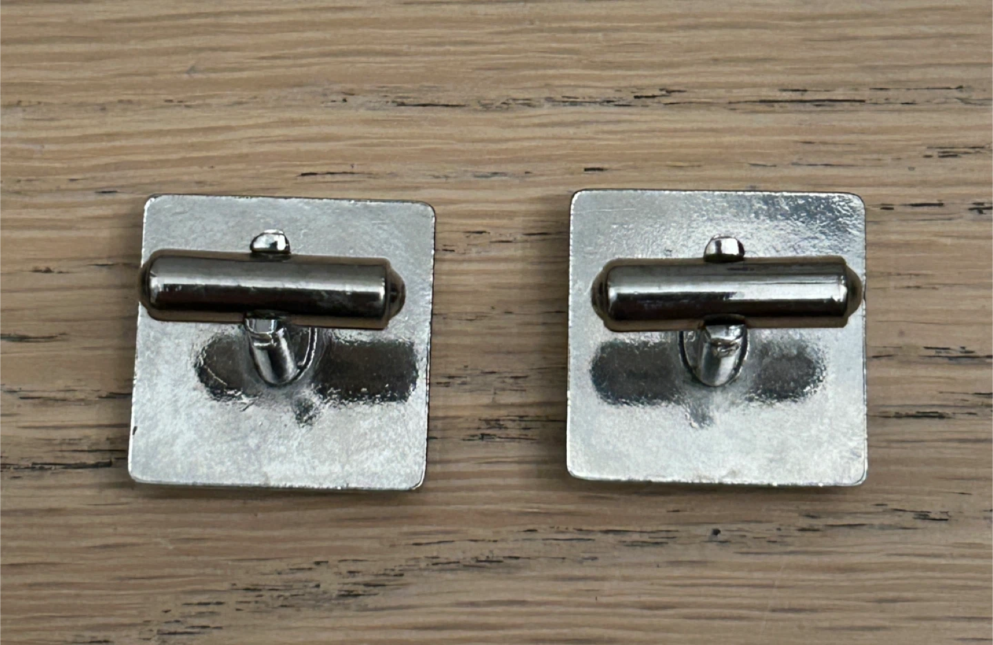 Men's Silver Tone Square Black Inlay Cufflinks - photo 5