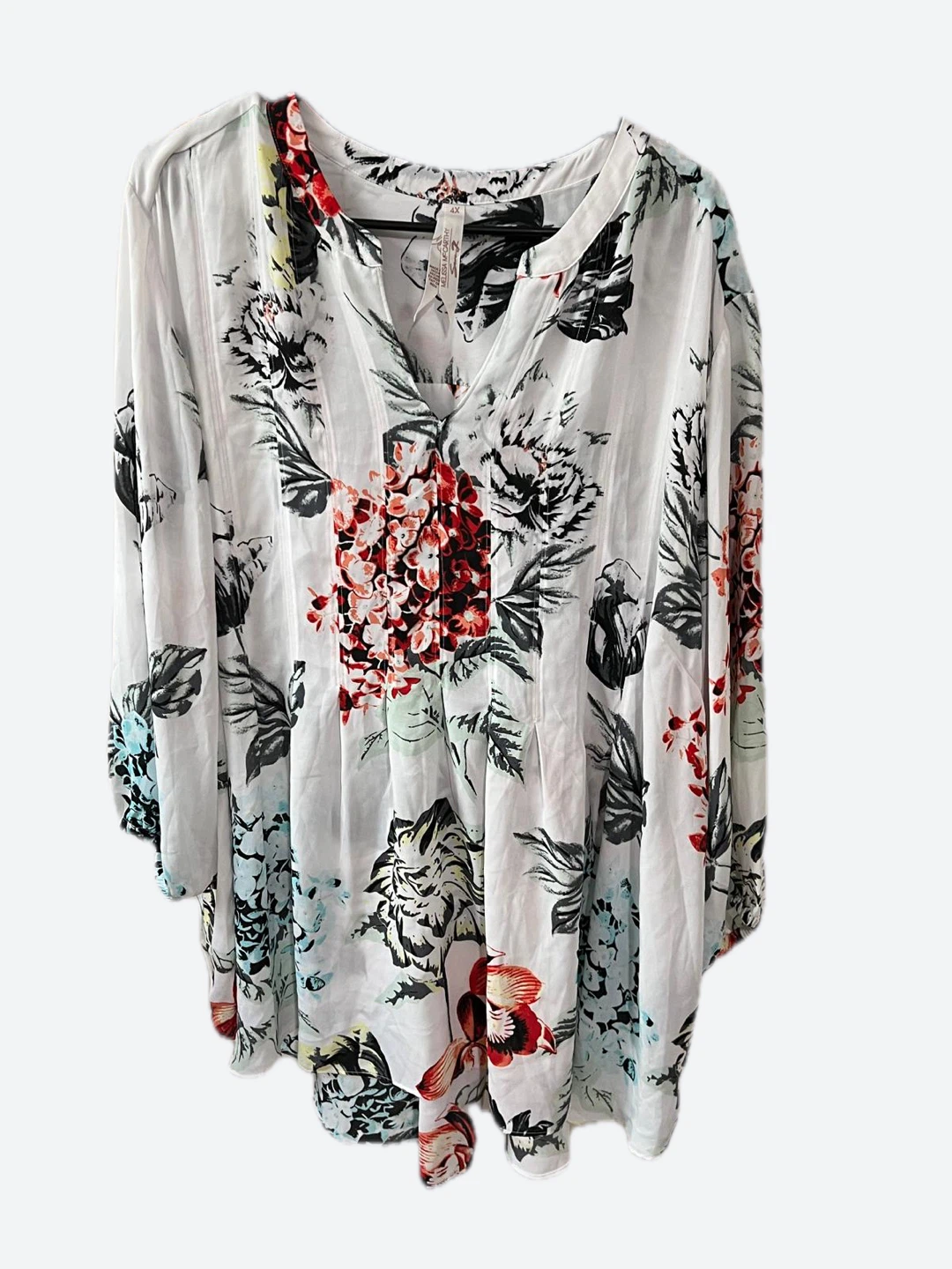 Melissa McCarthy Seven White Floral Print Tunic Top