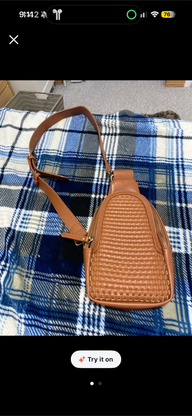 Brown Woven Sling Bag