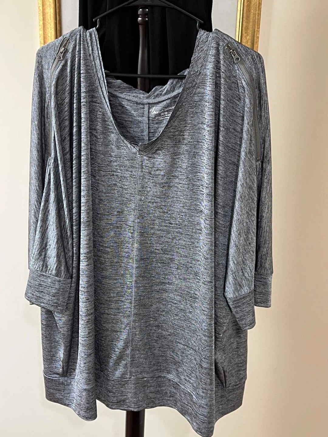 Lane Bryant - Gray V-Neck Top