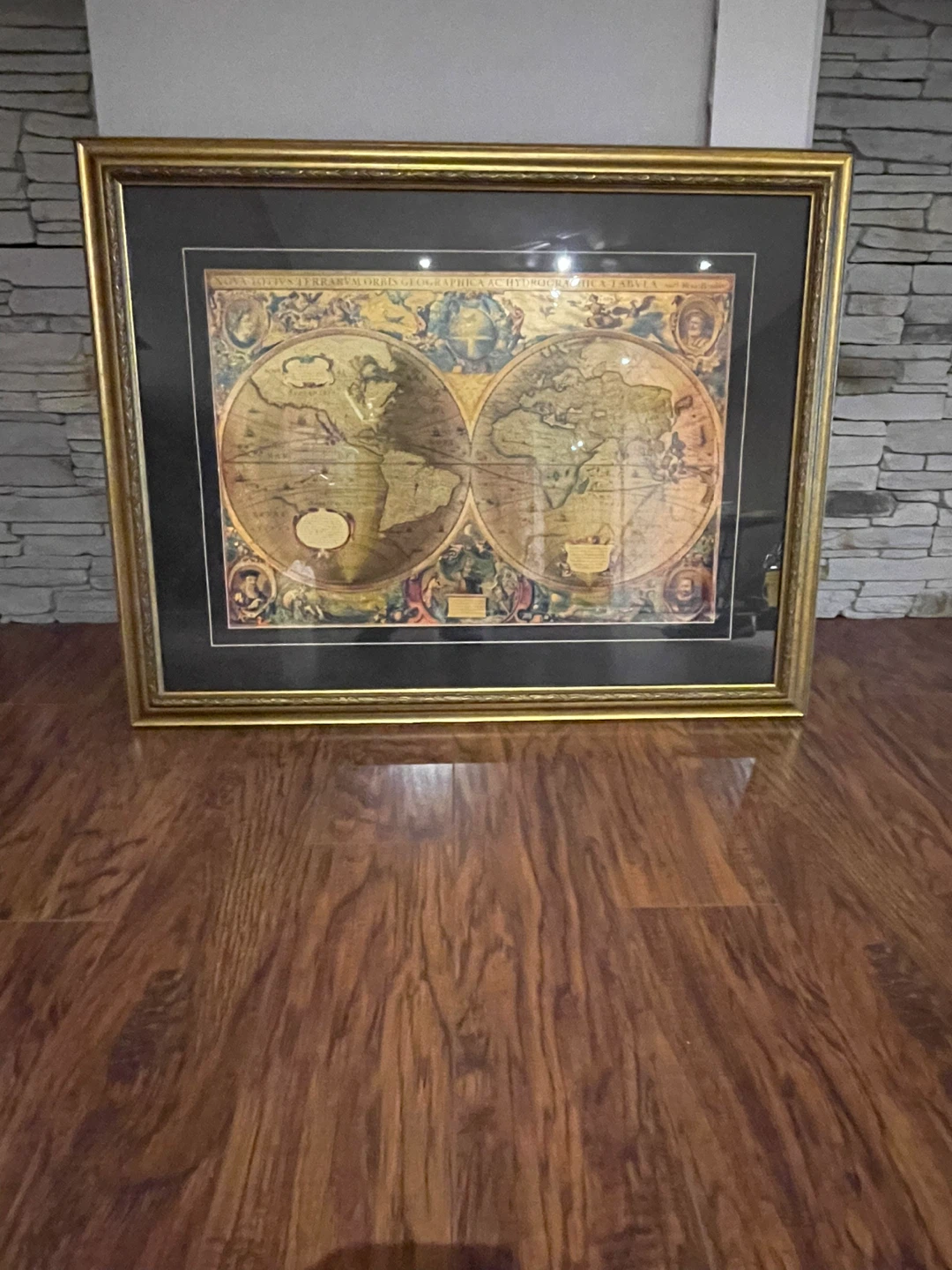Framed Antique World Map Print