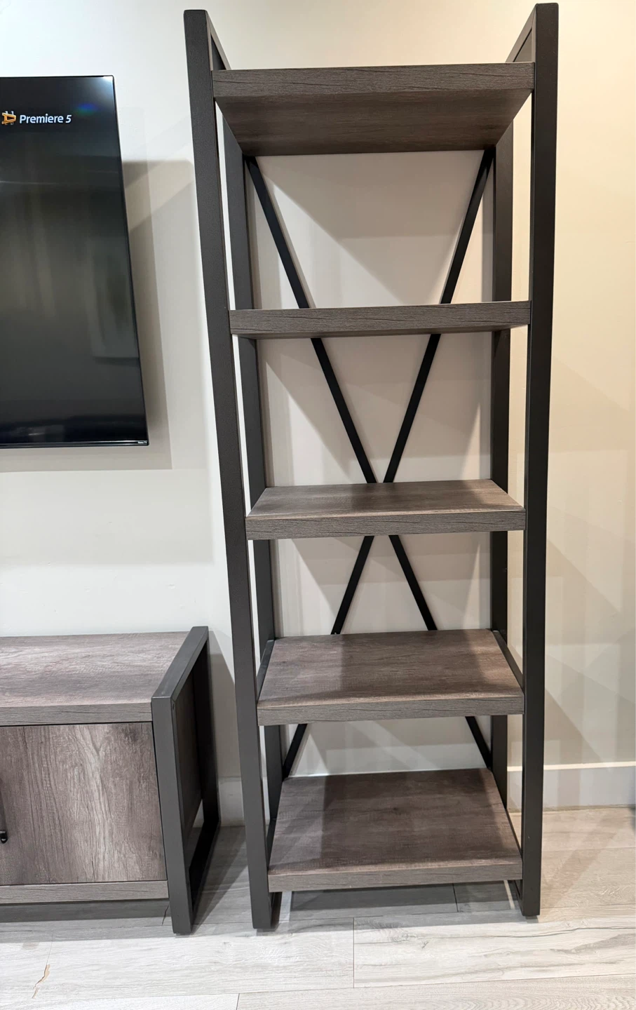 Rustic Wood Grain TV Stand with Storage - photo 4