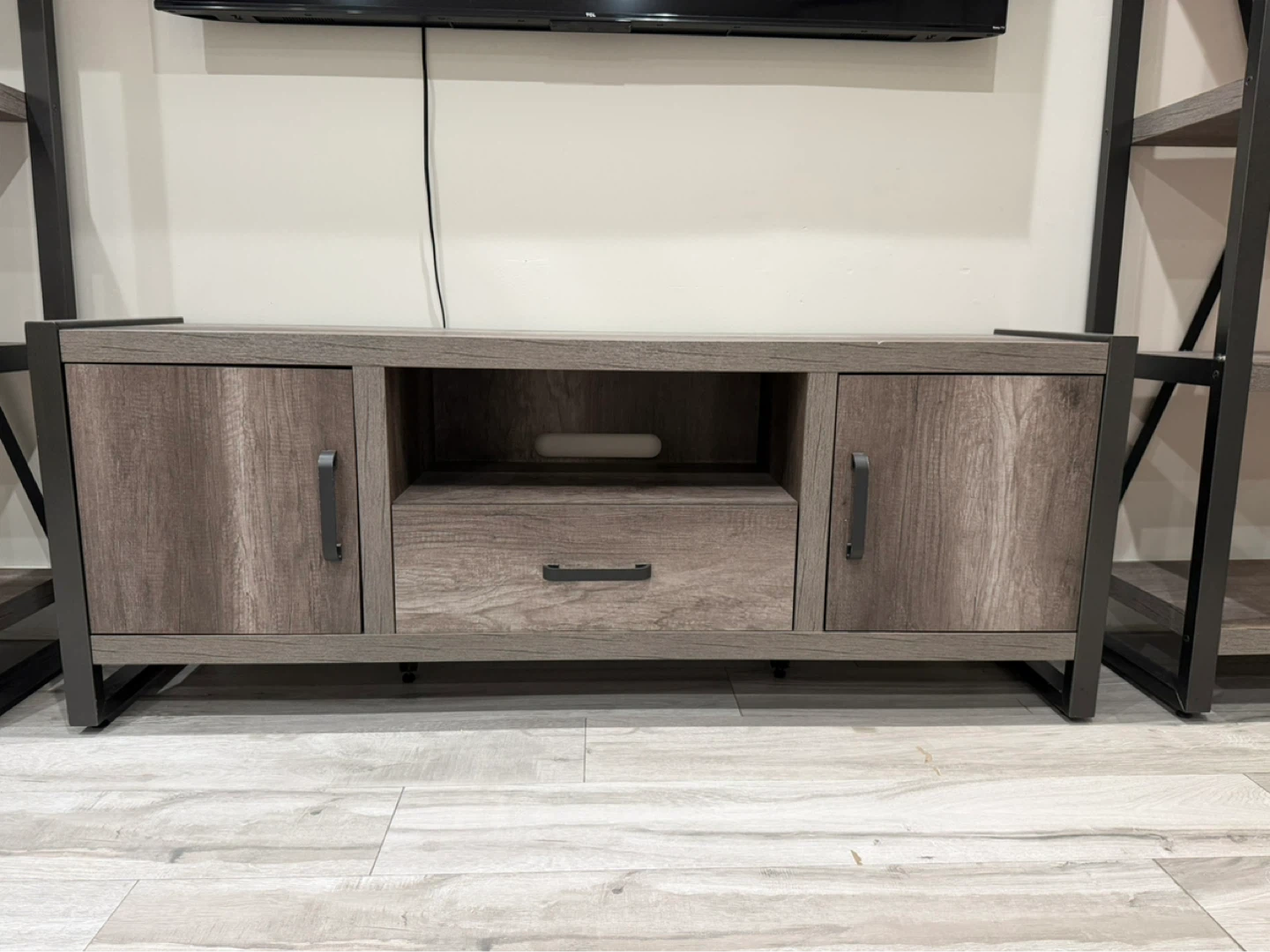 Rustic Wood Grain TV Stand with Storage - photo 3