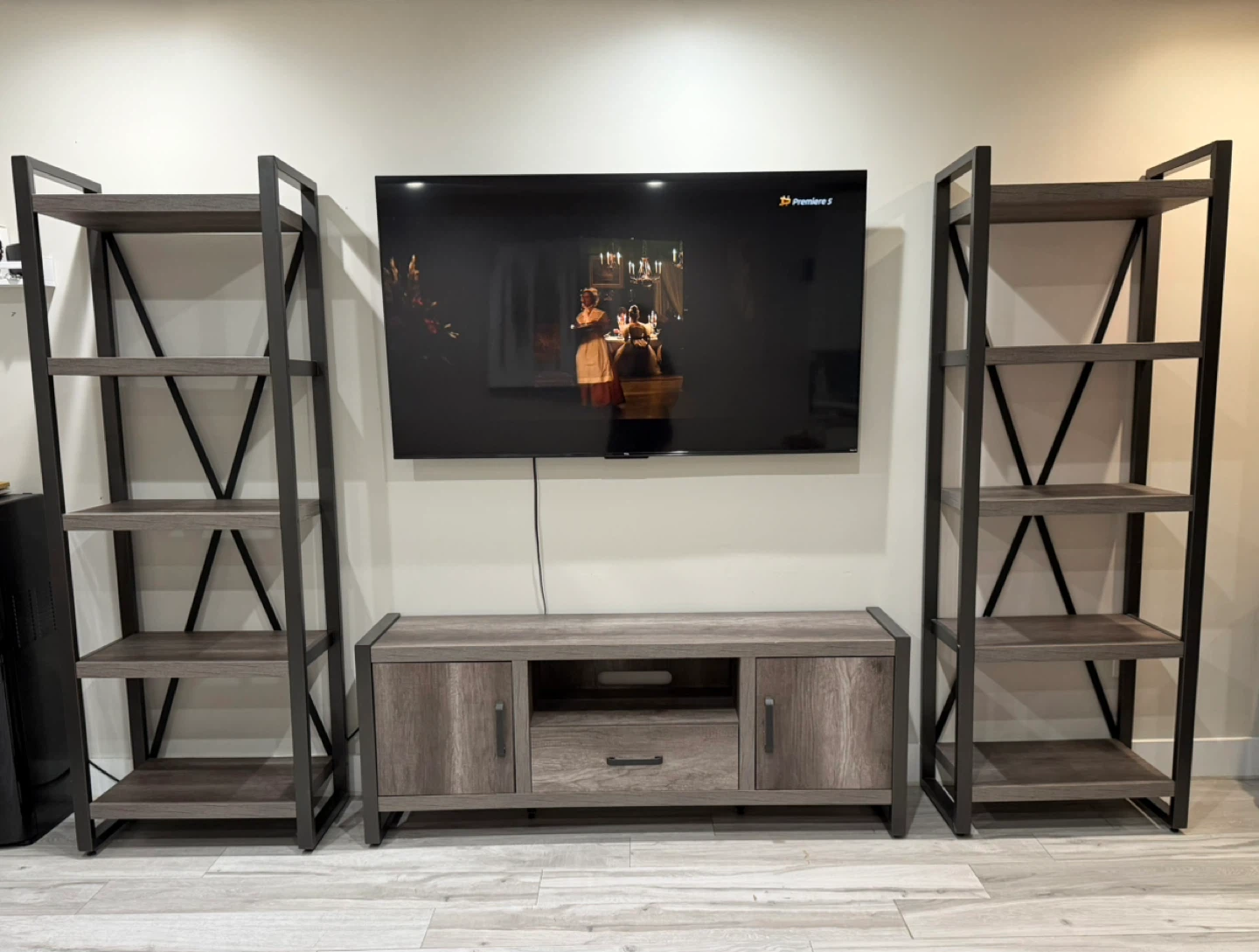 Rustic Wood Grain TV Stand with Storage