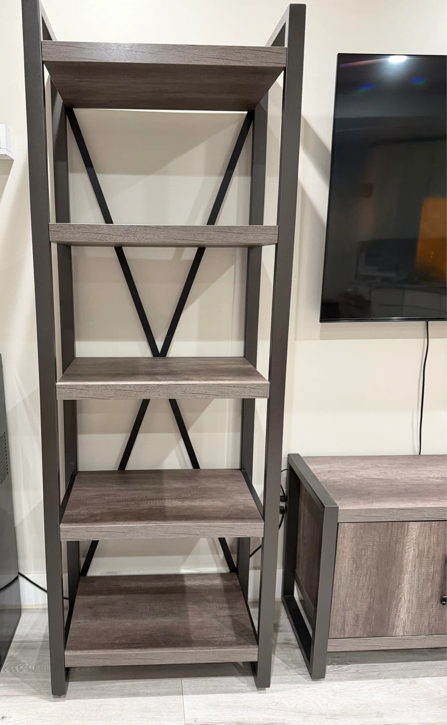Rustic Wood Grain TV Stand with Storage - photo 2