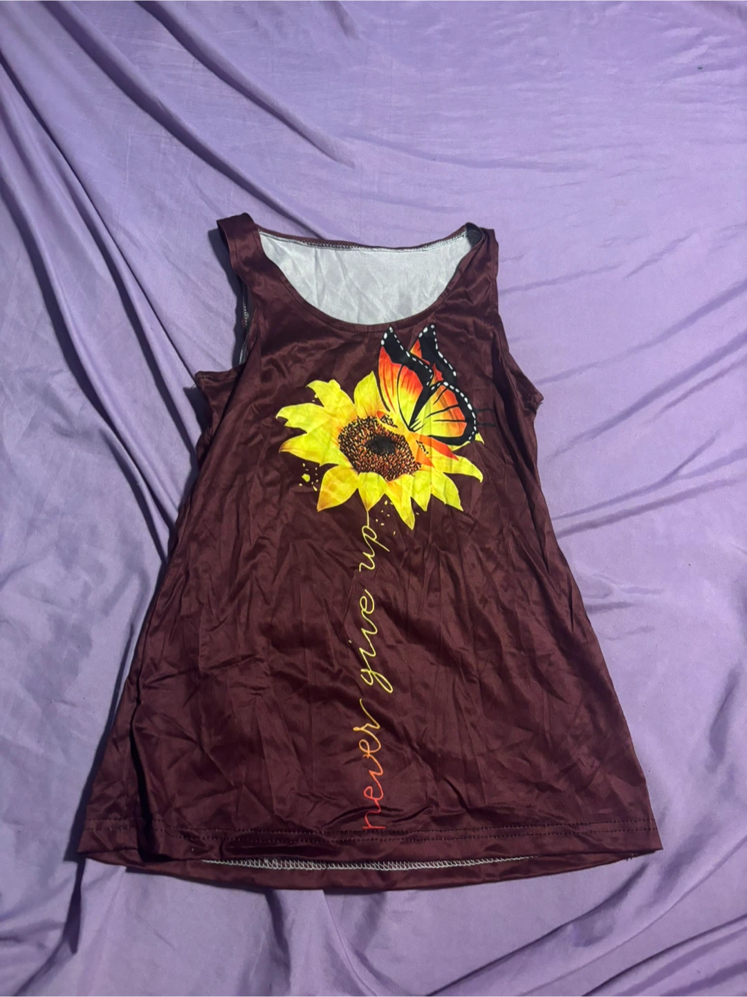 Sunflower & Butterfly Tank Top - Never Give Up