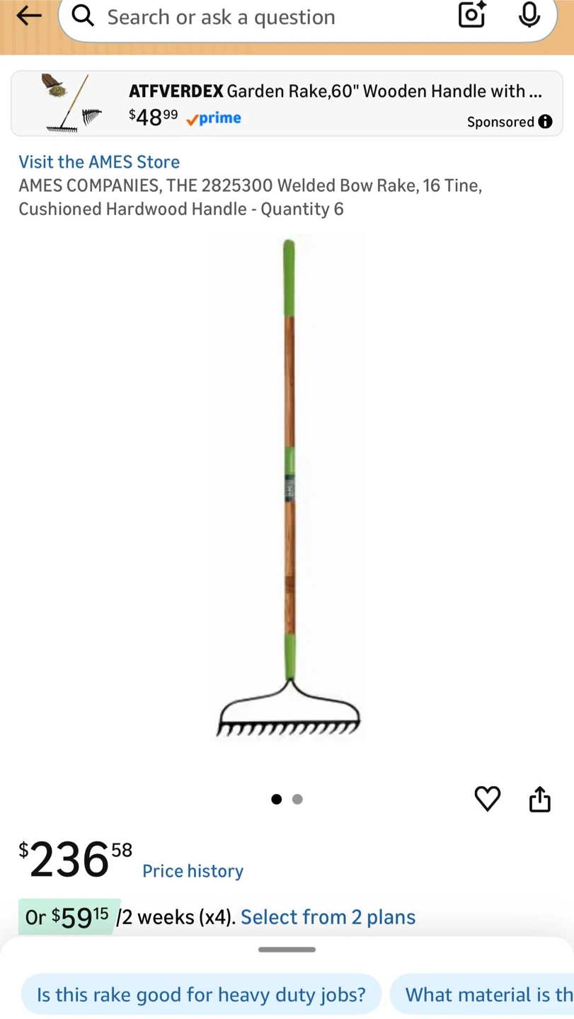 AMES COMPANIES Garden Rake free shovel