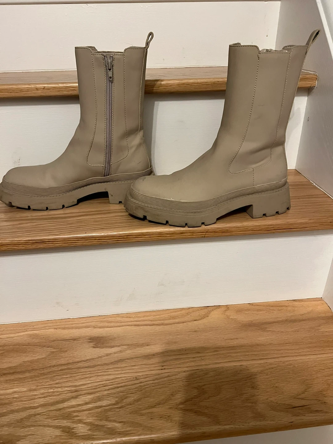Zara Beige Chunky Sole Boots - Size 39 - photo 2