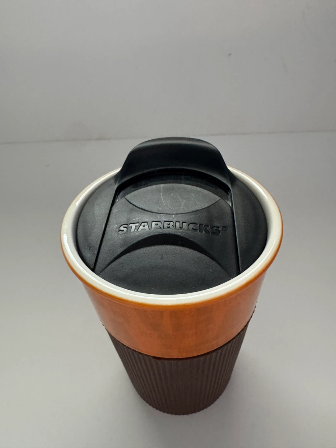 Starbucks Orange Ceramic Travel Mug - photo 3