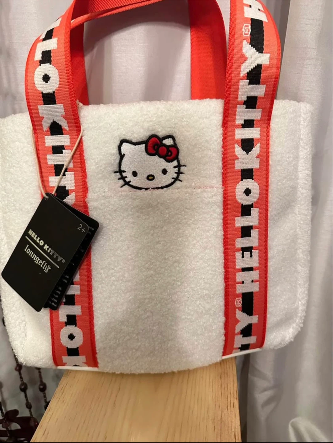 Hello Kitty Loungefly White Terry Towel Tote Bag