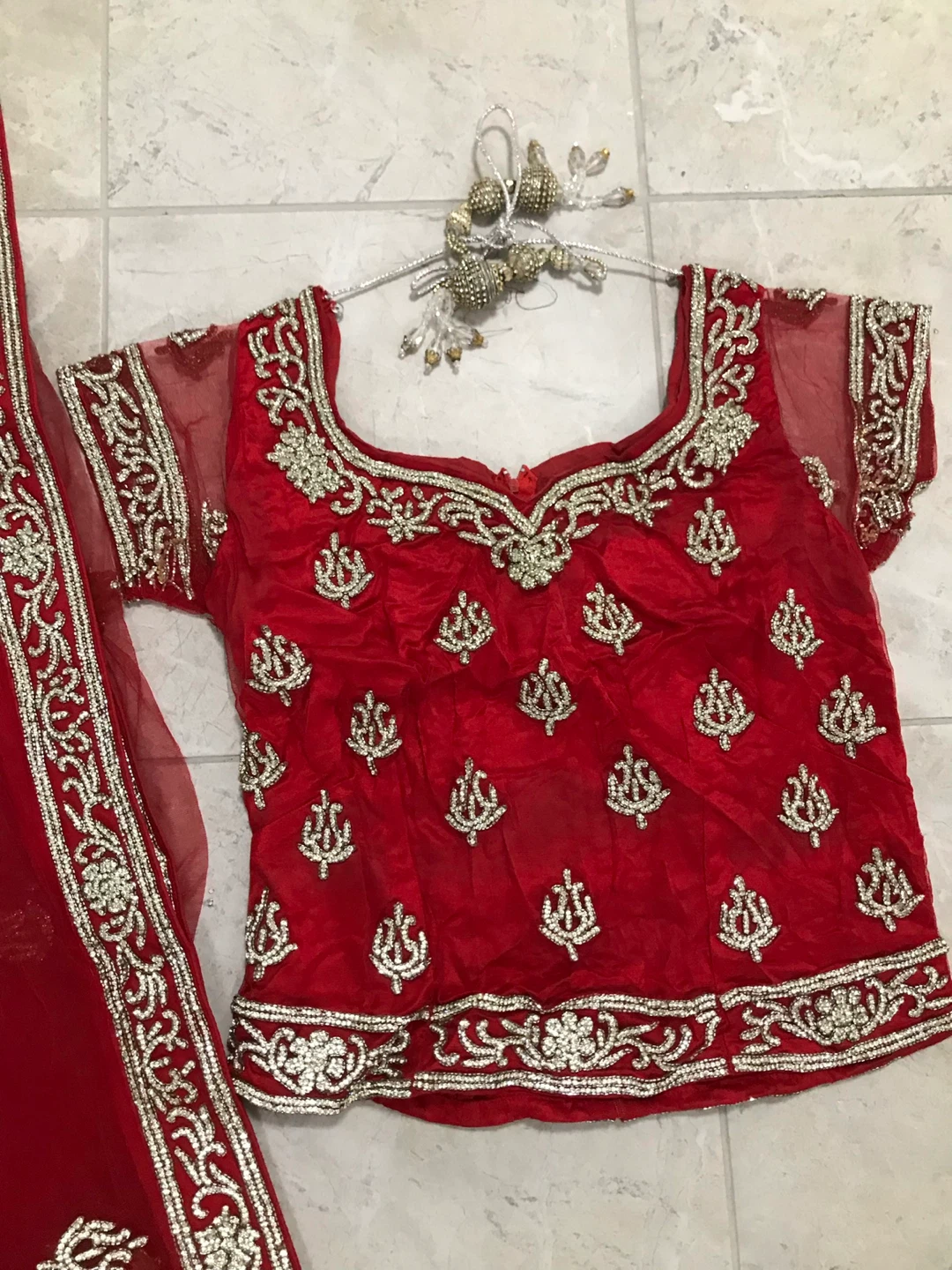 Red Embroidered Lehenga Dupatta Set - photo 4