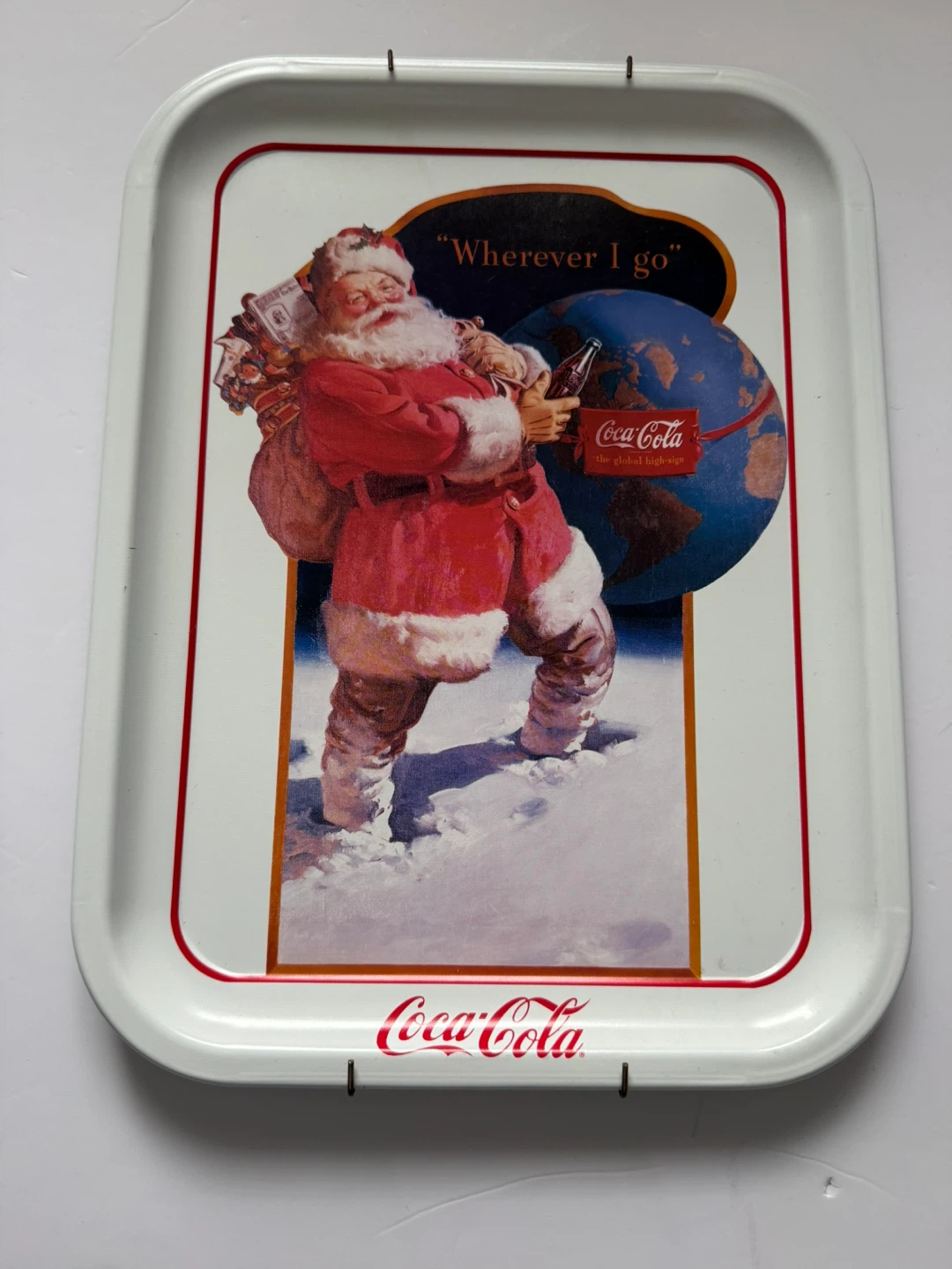 Coca-Cola Santa "Wherever I Go" Tin Serving Tray