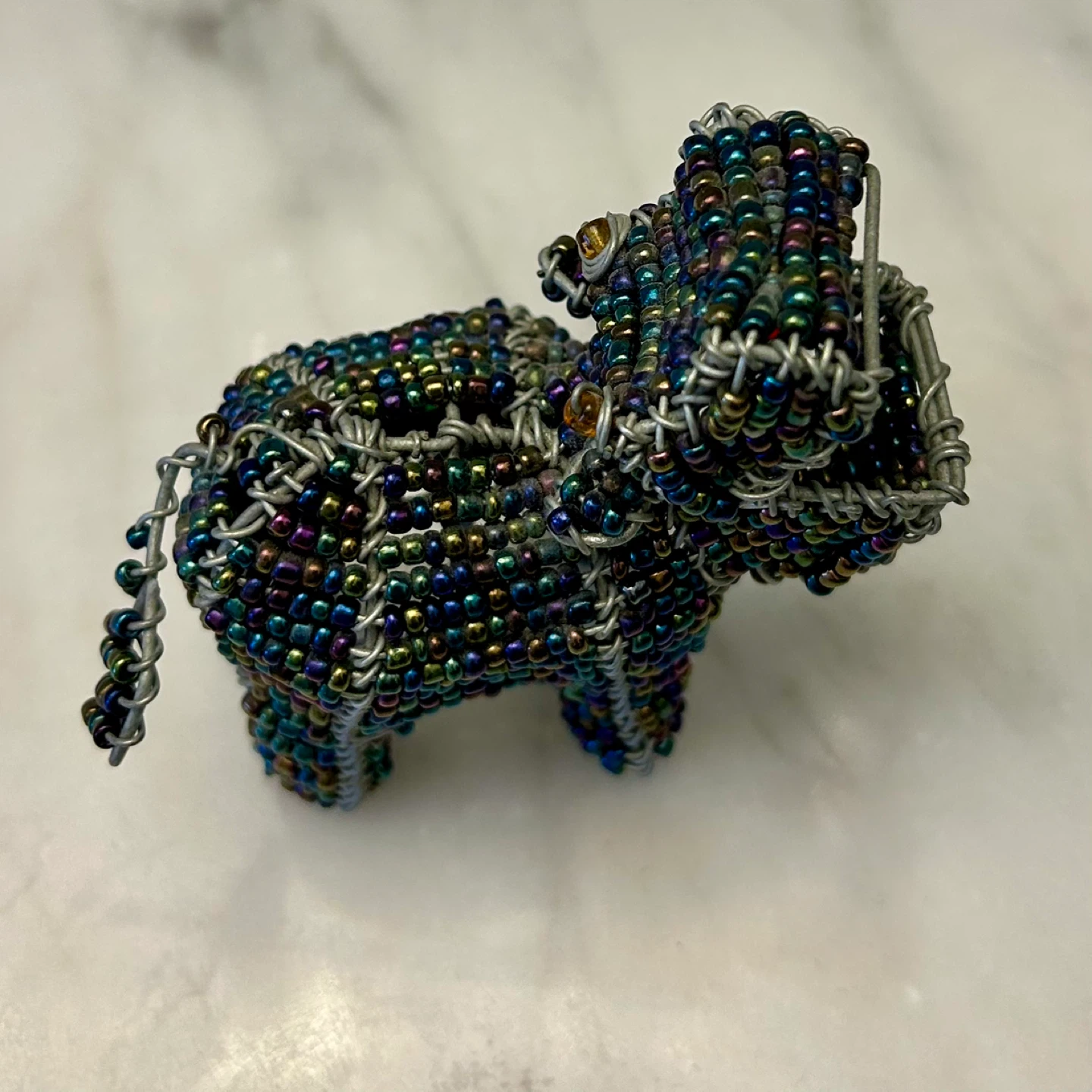Beaded Wire Hippo Figurine - photo 4