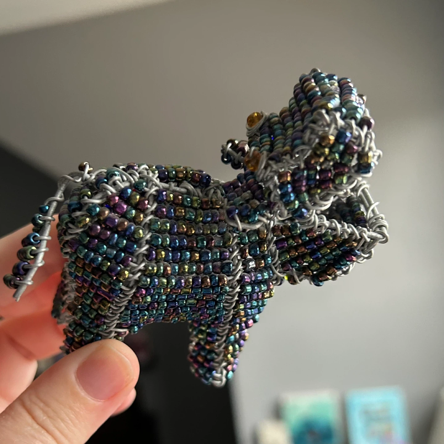 Beaded Wire Hippo Figurine - photo 3