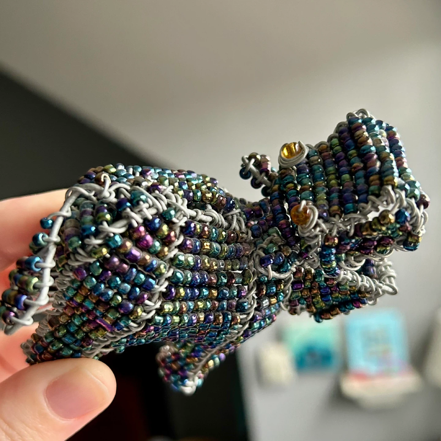 Beaded Wire Hippo Figurine