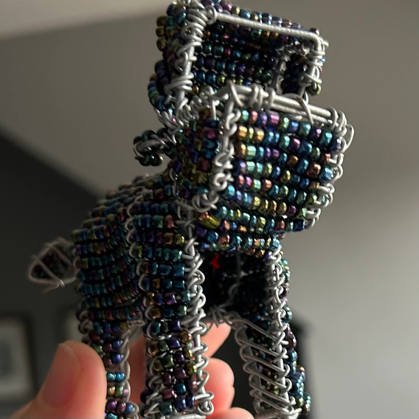 Beaded Wire Hippo Figurine - photo 2