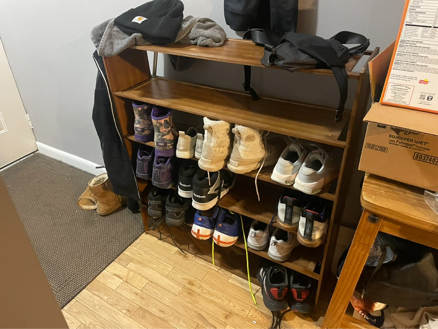 Wooden Shoe Organizer with 5 Shelves