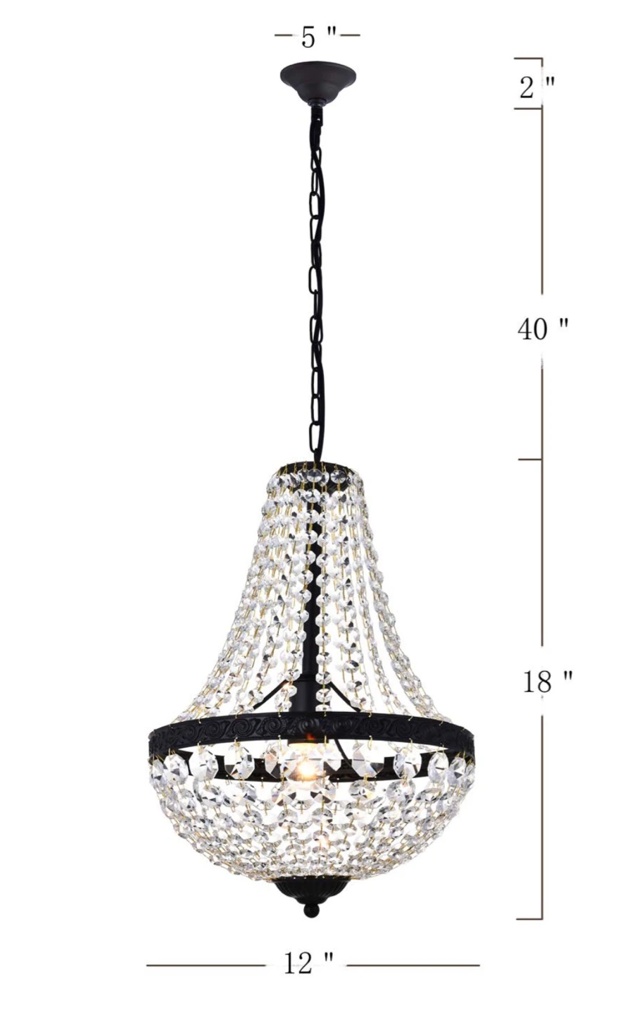 Black Crystal Chandelier Pendant Light FE6 - photo 2